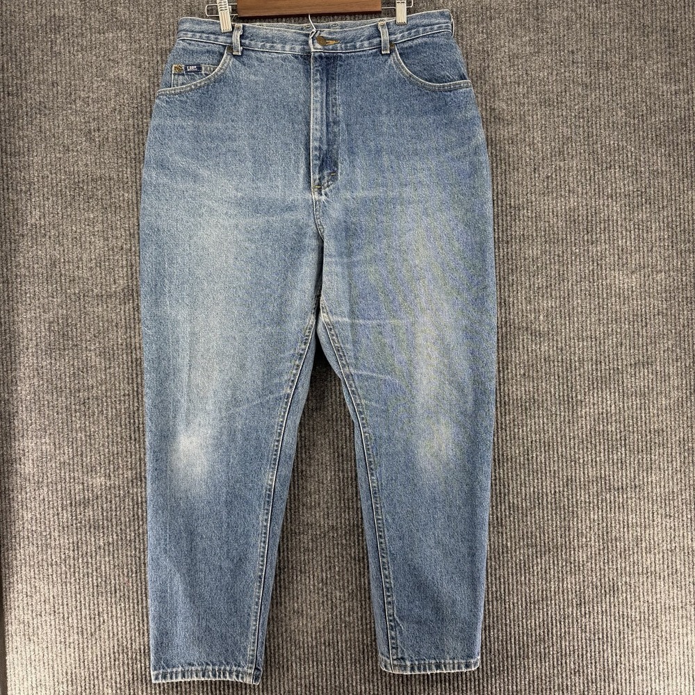 Vintage 80s Lee mom jeans high rise 35x27 tapered acid wash USA made womens 20